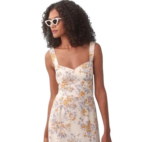 Reformation Humphrey Dress Size 2 Floral Blue Yellow Mini Christina Feminine - Picture 3 of 15